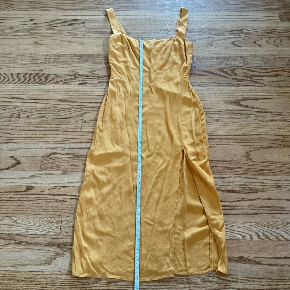Reformation Satin Midi Dress • Size 4 • Marigold Yellow • Slit Midi - Picture 6 of 10